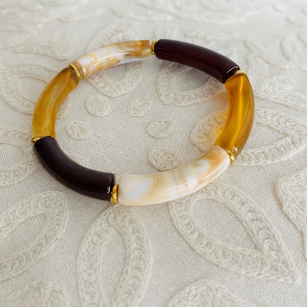 Bracelet élastique, résine marron