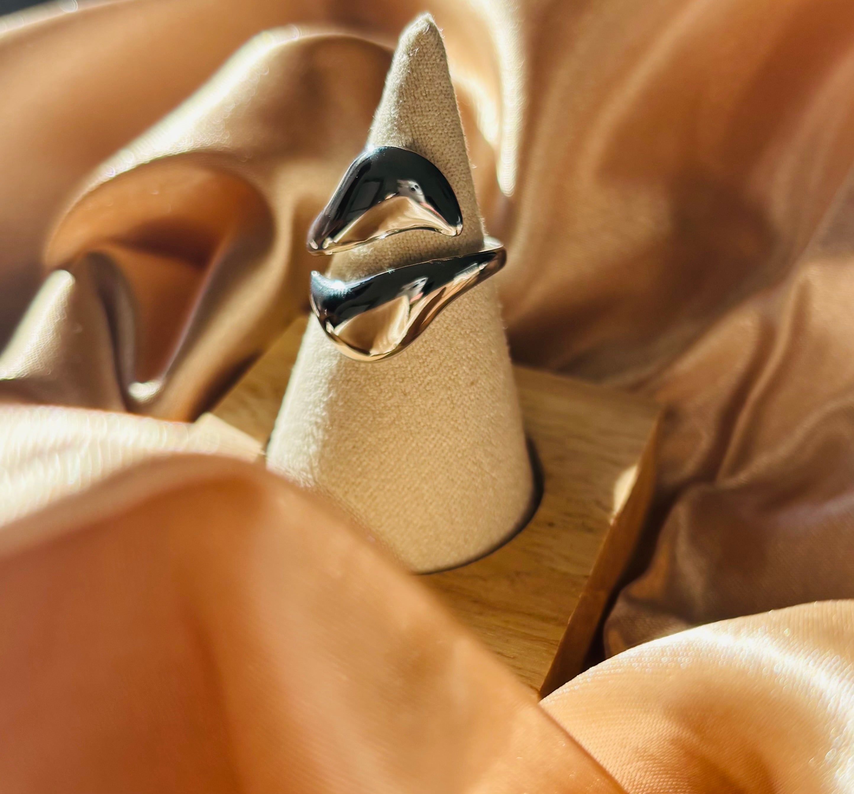 Bague ouverte argentée en acier inoxydable