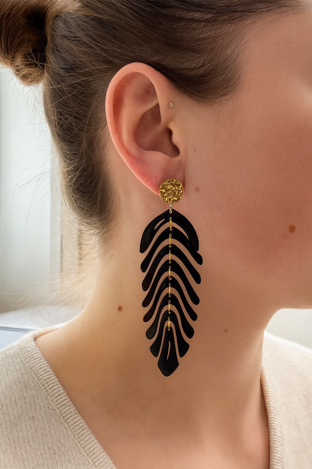 Boucles d’oreilles feuilles articulées