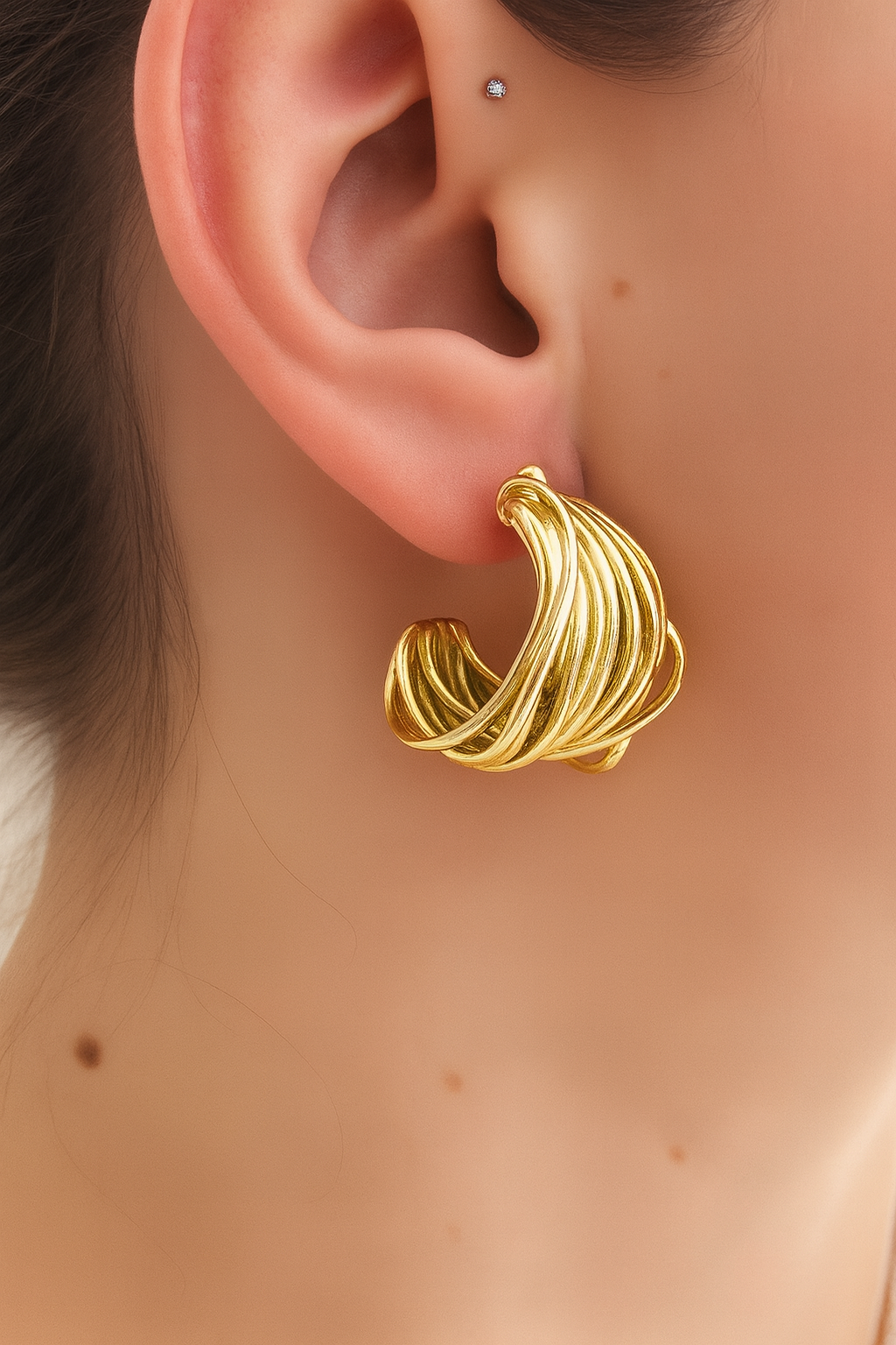 Boucles d’oreilles, torsadée Multi anneaux