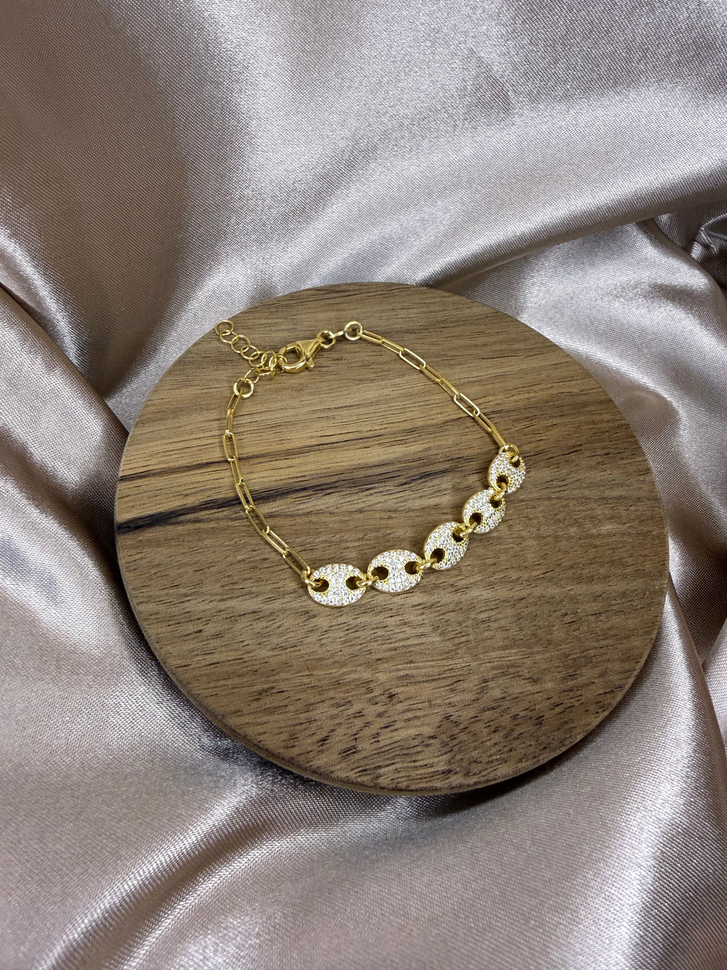 Bracelet grain de café en argent 925 doré