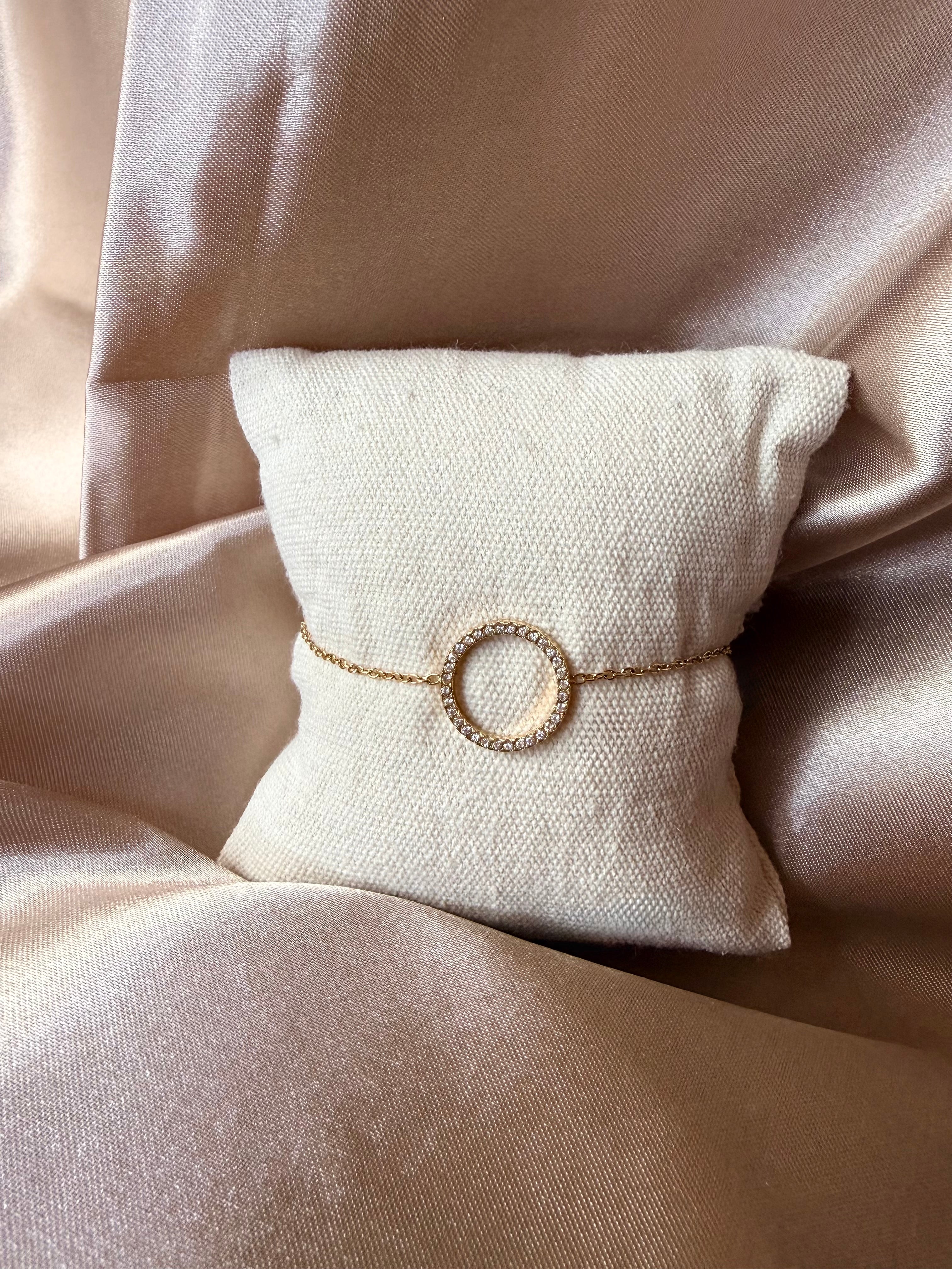 Bracelet cercle doré en acier inoxydable orné de strass