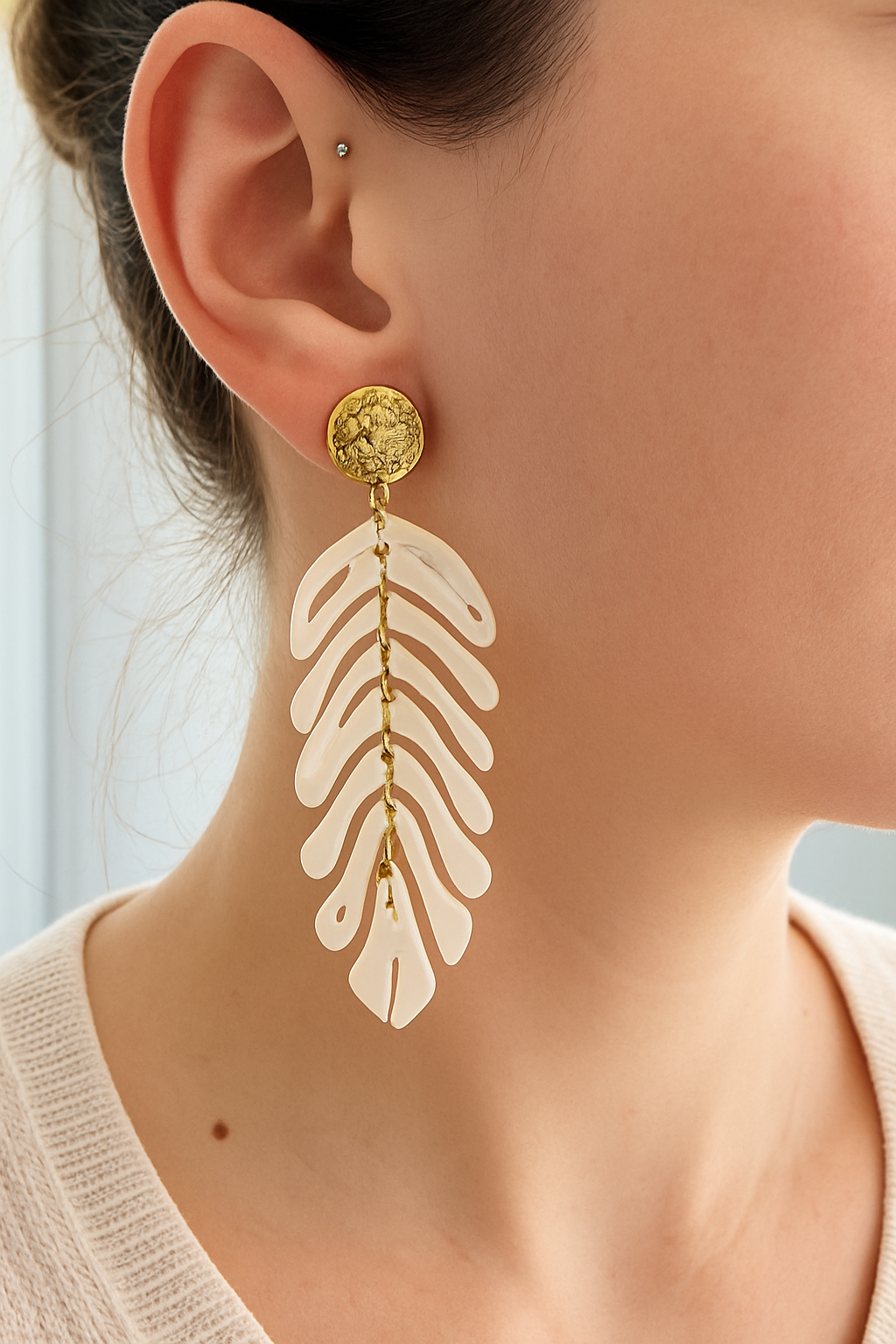 Boucles d’oreilles feuilles articulées