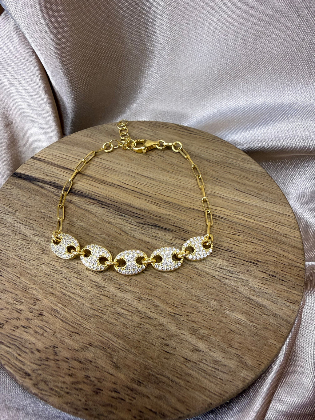 Bracelet grain de café en argent 925 doré