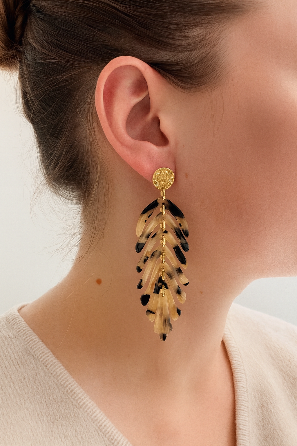 Boucles d’oreilles feuilles articulées