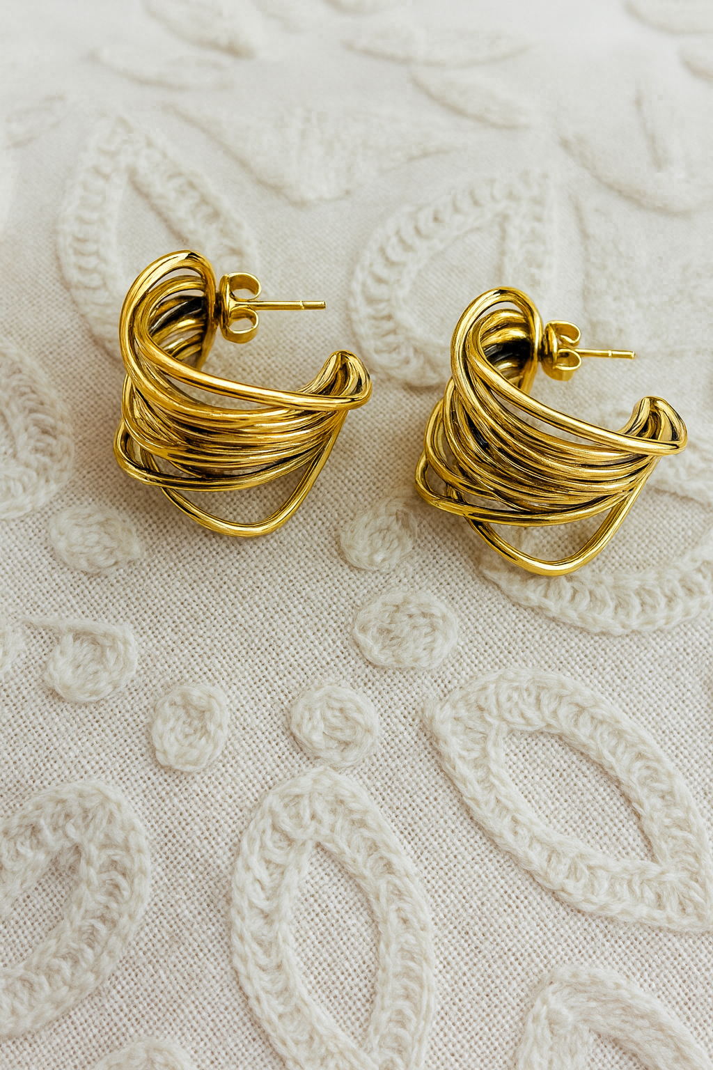 Boucles d’oreilles, torsadée Multi anneaux